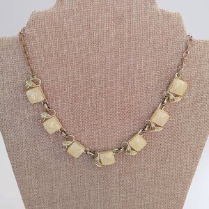 Vintage 1960's Ivory Lucite Irridescent Fleck Necklace